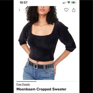 Black Free People Moonbeam Cropped Sweater